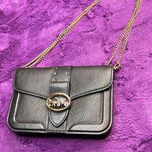 Coach Georgie Crossbody/Xbody Pebbled Leather With Rivets, IM black, #6925